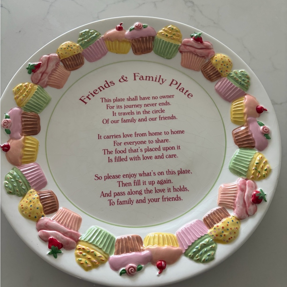 Decorative Friends & Family Plate with Cupcake Design